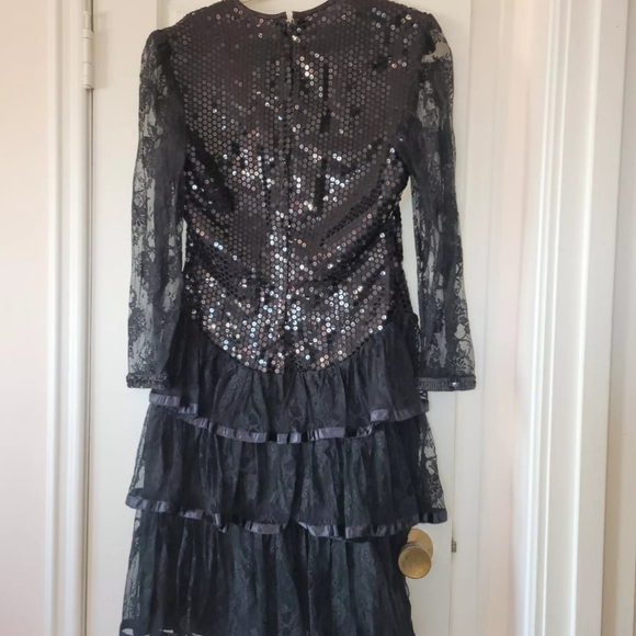 Vintage Sue Wong Sequin Dress Dark Academia Wednesday Adams Y2K Goth Vamp whimsy - Picture 6 of 8